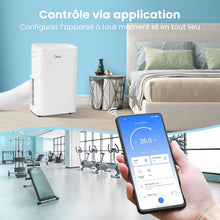 Load image into Gallery viewer, MIDEA Climatiseur Mobile Silencieux 12000 BTU avec Évacuation - Climatisation Portable Prêt à Poser 3500W - Clim Réversible Split Mobile - 4 modes avec Kit de Fenêtre et App Control