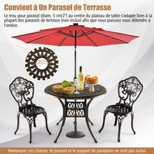 Load image into Gallery viewer, Table Jardin Ronde en Aluminium coulé 90x90x74CM avec Trou pour Parasol 5CM Table Extérieure avec Pied Réglable Antidérapant -