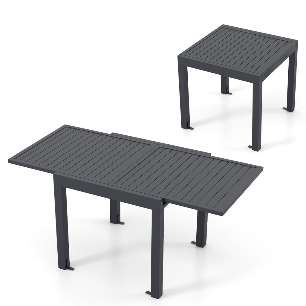 Table de Jardin Extensible en Aluminium Ajustable de 80  160 CM Table  Manger Extrieure Plateau  Lattes pour 4-6 Personnes Gris Fonc -