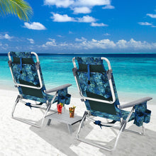 Load image into Gallery viewer, Lot de 2 Chaises de Camping Plage Pliante Table Enroulable en Aluminium Appui-tête Dossier Réglable à 5 Positions 6 Couleurs au Choix -