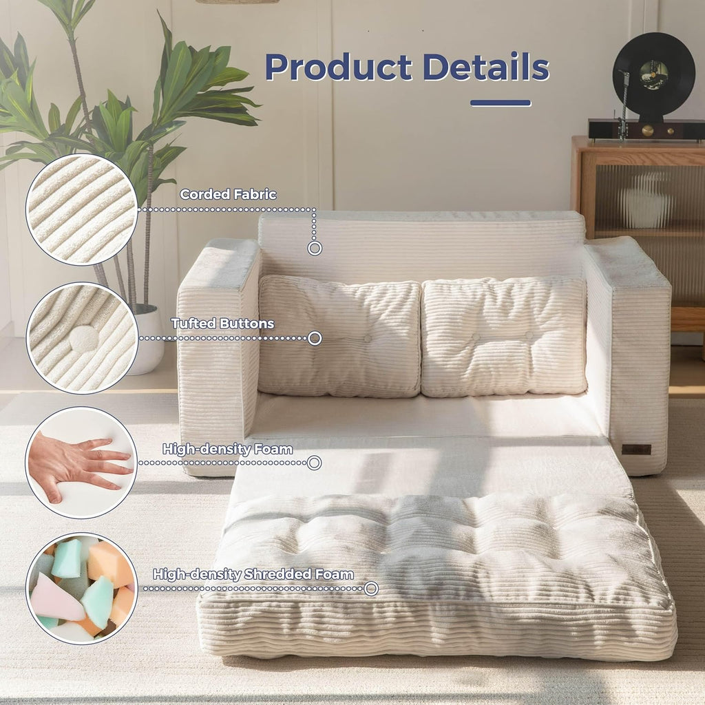 MAXYOYO Canapé-lit Convertible, Matelas Pliable Adulte Convertible Canapé-lit avec 2 Oreillers, Lit d'Appoint Surface de Couchage 101x196CM, Canapé pour Salon, Chambre à Coucher