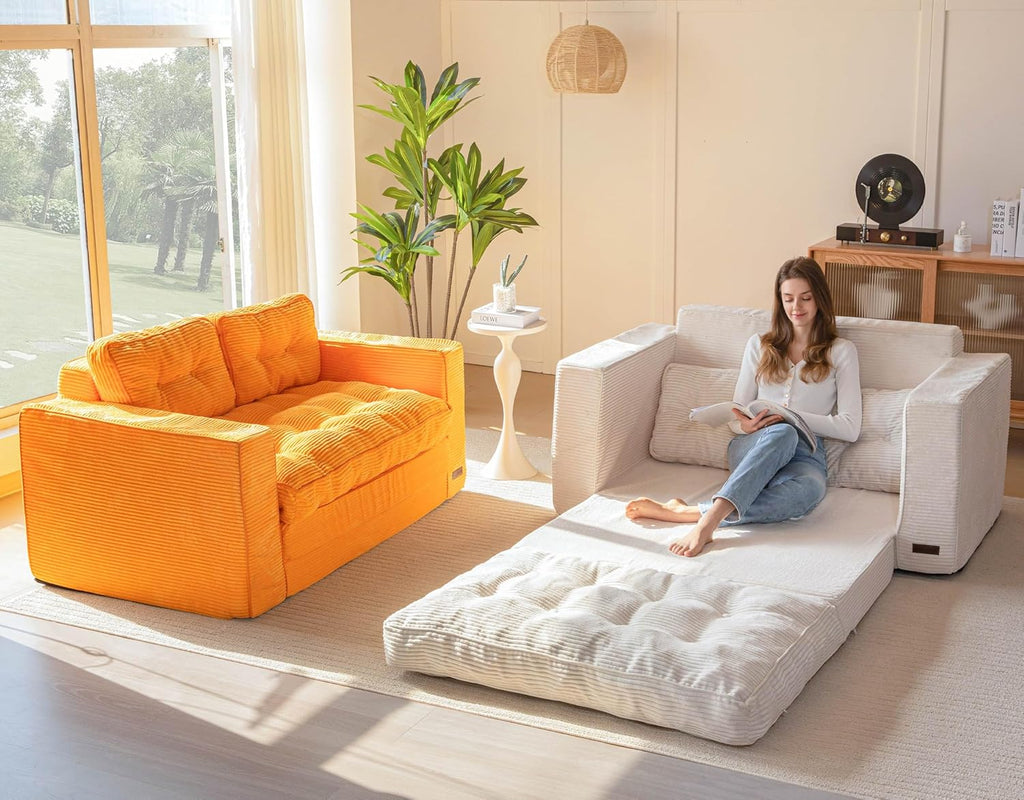 MAXYOYO Canapé-lit Convertible, Matelas Pliable Adulte Convertible Canapé-lit avec 2 Oreillers, Lit d'Appoint Surface de Couchage 101x196CM, Canapé pour Salon, Chambre à Coucher