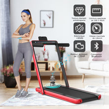 Load image into Gallery viewer, Tapis de Course Pliable 0,75HP Double Affichage LED APP et Tlcommande Vitesse Motoris 12 km/h Surface 40x100cm Rouge -