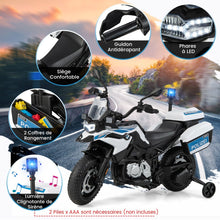 Load image into Gallery viewer, Moto lectrique 12V/7AH pour Enfants 6km/h Modle Policier avec Klaxon Musique Sirne Phares pour 3-8 Ans -
