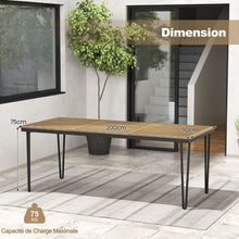 Load image into Gallery viewer, Table pour Jardin de 200 Cm Table d'extérieur pour 8 Personnes avec Trou pour Parasol de 5 Cm Pieds en Métal et Repose-pied Réglables -