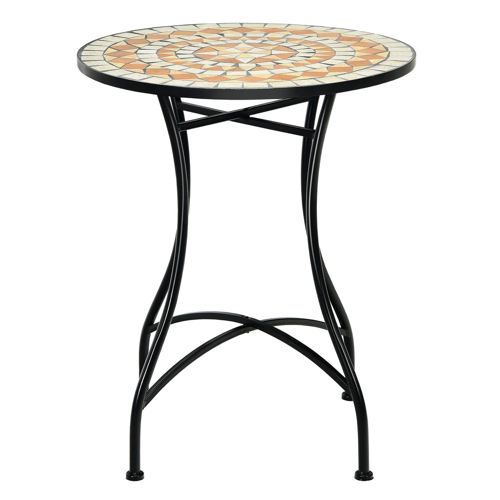 Table de Jardin Style Mosaïque Cadre en Fer et Revêtement Antirouille pour 60 x 60 x 72 CM -