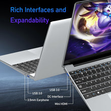 Load image into Gallery viewer, Ordinateur Portable 15 6 Pouces PC Portable Celeron N5095 CPU 16Go RAM 512Go SSD Laptop Win11 FHD 1920 x 1080 Rétroéclairé &amp; Déverrouillage Empreinte Webca Wi-FI 5 BT4.2 USB 3.0 * 2
