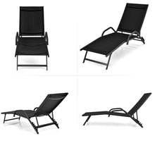 Load image into Gallery viewer, Lot de 2 Bains de Soleil Inclinables d'Extrieur avec Accoudoirs et Dossier Rglable  5 Positions Charge 160 kg Noir -