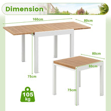 Load image into Gallery viewer, Table de Jardin Extensible en Aluminium Ajustable de 80 à 160 CM Table à Manger Rectangulaire pour 4-6 Personnes Gris/Naturel -