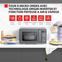 Load image into Gallery viewer, Toshiba MW3-AC26PFI(MG) Four à Micro-ondes 26L Air chaud combiné, 6-en-1 900W avec Cuiseur Vapeur en Gris Morandi, 6 Programmes 10 Niveaux de Puissance, 10 Menus Automatiques