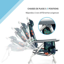 Load image into Gallery viewer, Lot de 2 Chaises de Camping Plage Pliante Table Enroulable en Aluminium Appui-tête Dossier Réglable à 5 Positions 6 Couleurs au Choix -
