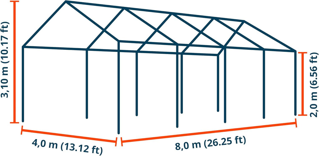 TOOLPORT Tente de Stockage 4x8 m abri bâche PVC 700 N imperméable Gris