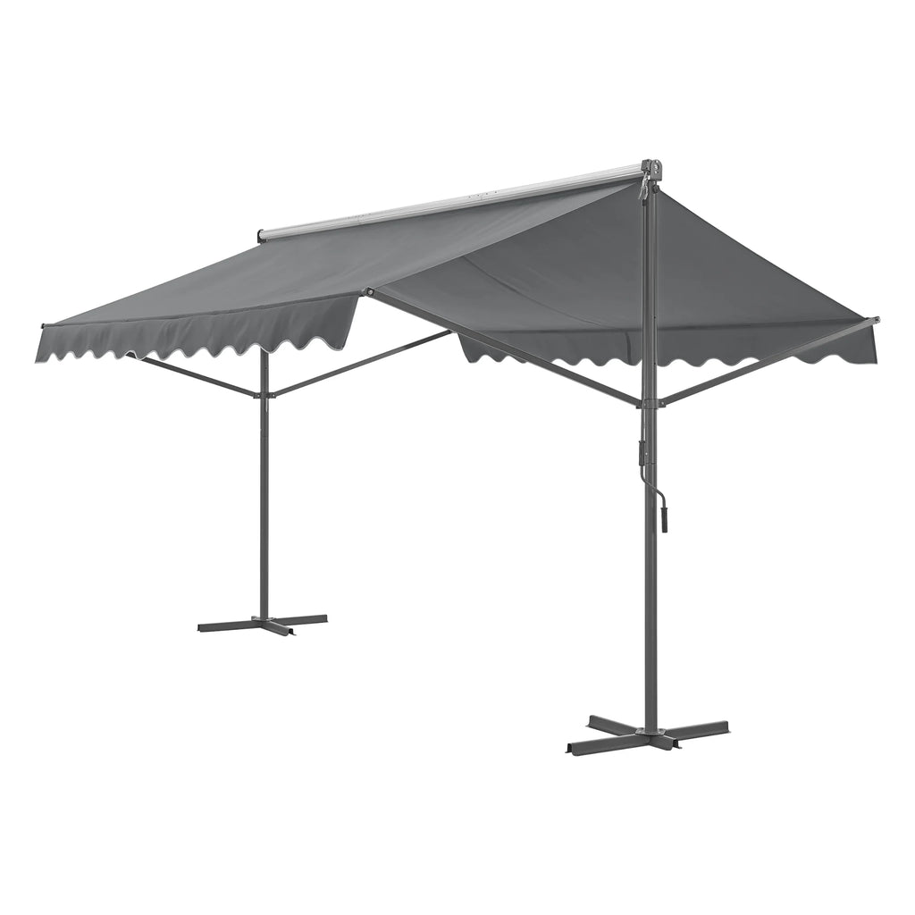 Store banne autoportant à double pente 400 x 300 x 260 cm gris foncé 03_0008294 -