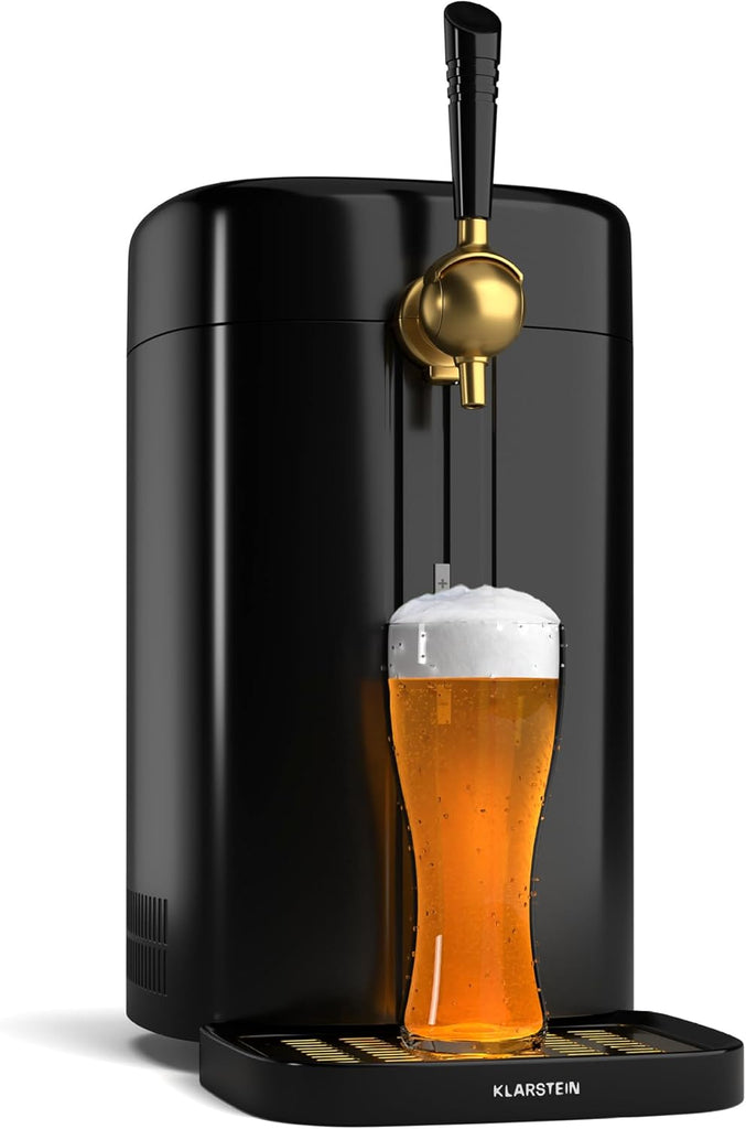 Klarstein FrostBrew Tireuse à Bière - Système de Pression CO₂ Fûts 5L Refroidissement Thermoélectrique 3-12°C Levier de Tirage Noir/Or