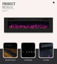Load image into Gallery viewer, Mystflame Crystal 50 - Cheminée Électrique Murale avec Wi-FI, 127 cm, Ultra Fine 8 cm, 12 Couleurs de Flamme, Thermostat 750/1500W, Poêle Confortable, Écran Tactile et Minuterie