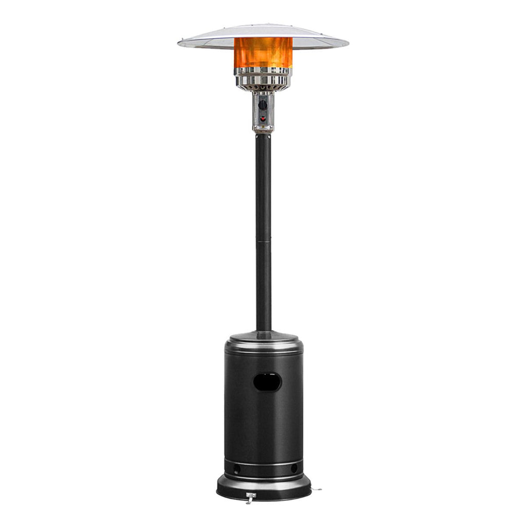 Parasol Chauffage Extérieur à Gaz 13KW Réflecteur 82cm avec Dispositif de Anti-basculement Tube 2 Roues Fluide 220cm Noir -