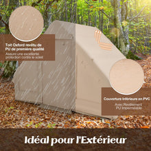 Load image into Gallery viewer, Tente de Camping Gonflable 6 m² pour 4-6 Personnes Tente en Coton Coupe-vent et Imperméable avec Pompe 7 Fenêtres à Moustiquaire Beige -