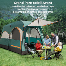 Load image into Gallery viewer, Tente de Camping pour 6 Personnes avec 2 Pièces Tente Double Couchage Double Toit Bâche en Pe Fenêtres en Maille Imperméable avec Sac de Transport Vert -