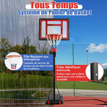 Load image into Gallery viewer, Panier de Basketball sur Pieds avec Hauteur Rglable 1,55-3,1m Support de Basketball avec Panneau Arrire en PE pour Enfants et Jaunes -