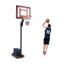 Load image into Gallery viewer, Panier de Basketball sur Pieds avec Hauteur Réglable 1,55-3,1m Support de Basketball avec Panneau Arrière en PE pour Enfants et Jaunes -