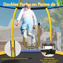 Load image into Gallery viewer, Trampoline Extérieur Ø 223cm avec Toboggan&amp;Echelle avec Filet de Sécurité 2 Portes en U Charge 270kg pour 2-3 Enfants de 3 Ans+ Bleu/Vert -