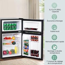 Load image into Gallery viewer, Réfrigérateur Compact Mini-réfrigérateur 90 L Congélateur Séparé avec Design à 2 Portes Fonctionnement Silencieux Blanc/Gris/Noir -