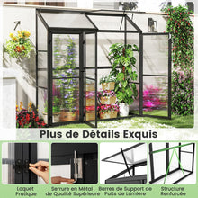 Load image into Gallery viewer, Serre de Jardin Extérieure en Aluminium Serre Mini Walk-in avec Lucarne et 3 Portes Fermables Plaques PC Résistantes au Soleil Noir -