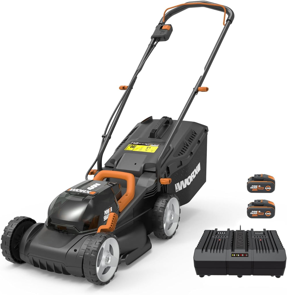 Pack Pro+ Tondeuse à Gazon 40V 460m² + Coupe-Bordures 20V + 2 Batteries 4Ah et 1 Batterie 2Ah + Chargeur Double et Chargeur Simple (Idéal pour l'Entretien du Jardin)