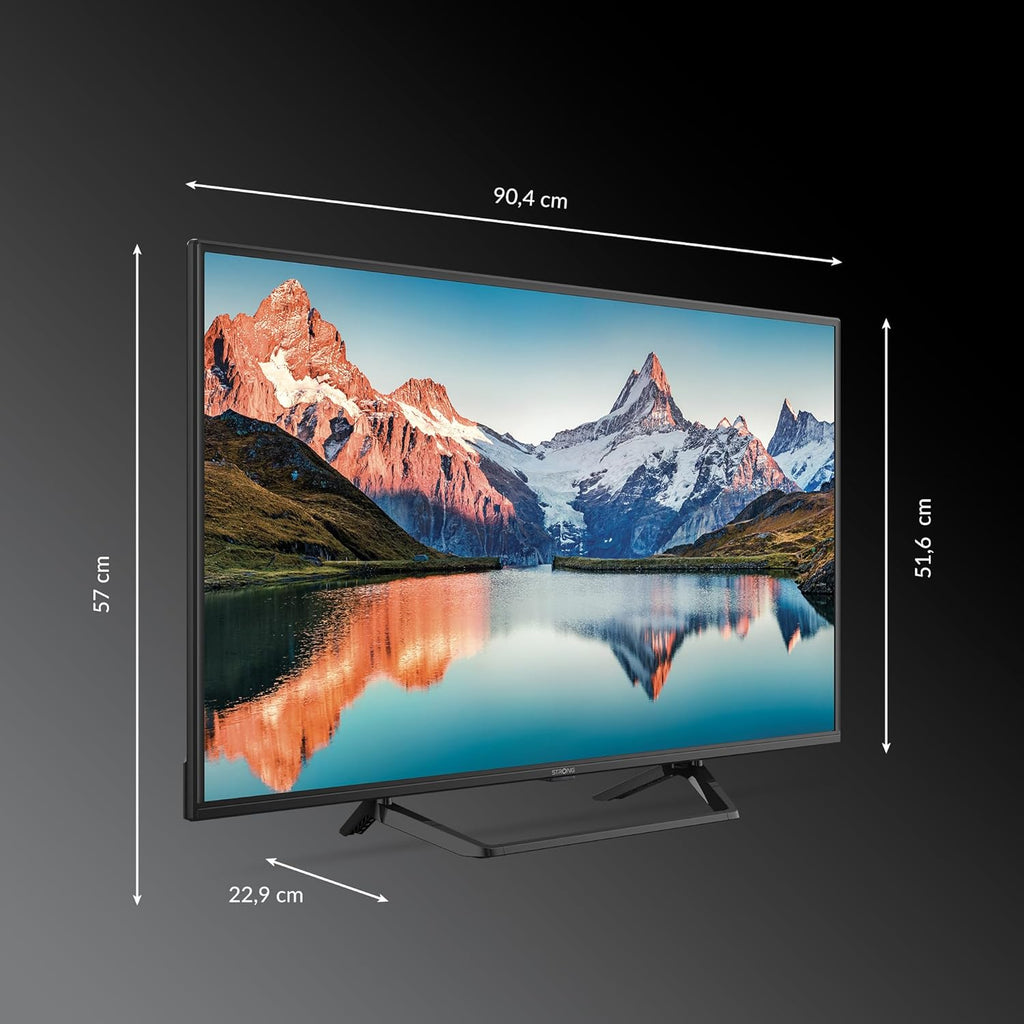 STRONG - Télévision 40 Pouces (100 cm) Full HD SRT40FF2003C - Qualité Image Exceptionnelle - Triple Tuner Intégré - 3 Ports HDMI (1 Arc) + 2 Ports USB + AV + Prise Antenne/Sat - Noire