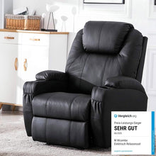 Load image into Gallery viewer, M MCombo Fauteuil Relax électrique Fauteuil de Massage Fauteuil TV Fonction inclinable Vibration Chauffage 7061 Nouveau modèle (Simili Cuir Noir)