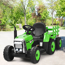Load image into Gallery viewer, Tracteur Electrique avec Remorque pour Enfants 3 Vitesses Lumières LED Fonctions o USB et Bluetooth Jaune/Rose/Rouge/Vert/Vert Foncé/Noir -