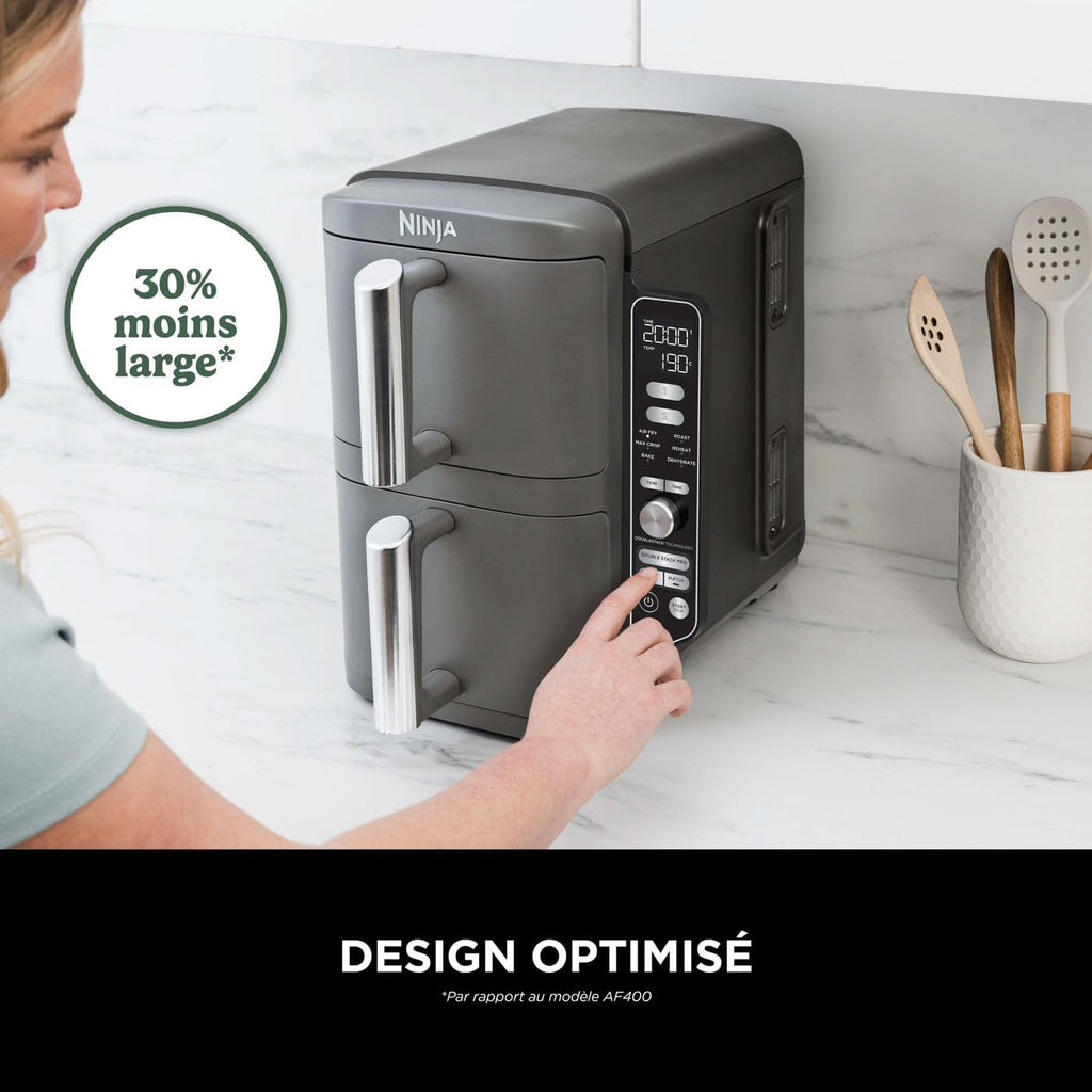 Foodi FlexDrawer Air Fryer,Dual Zone Avec Sparateur Amovible,Grand Tiroir de 10,4 L,7-en-1,Double Zone,Sans Huile,Pices Antiadhsives Compatibles Au Lave-Vaisselle,Noir AF500EU