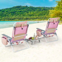 Load image into Gallery viewer, Lot de 2 Chaises de Camping Plage Pliante Table Enroulable en Aluminium Appui-tête Dossier Réglable à 5 Positions 6 Couleurs au Choix -