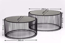 Load image into Gallery viewer, Kare Design Tables Basses Wire, Lot de 2, Noir, Rond, Acier, Plateau de Table en Verre, Diamètre 70/60cm, Style Moderne, Élégante, Table Basse Salon, Deco Intérieur, Décoration Chambre