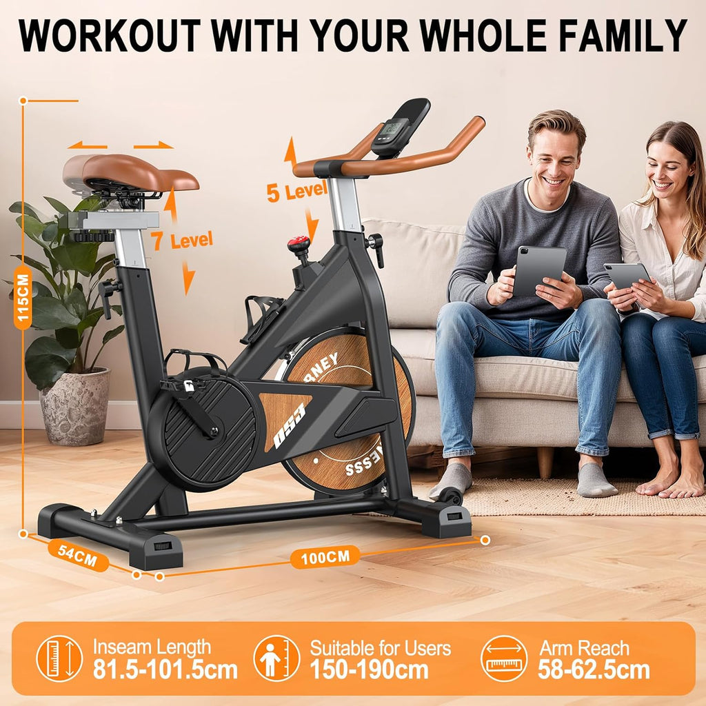MettleMatic Vélo d'appartement ergomètre avec Bluetooth : vélo d'appartement avec résistance magnétique - Vélo de fitness d'intérieur avec écran LCD - Charge maximale : 160 kg