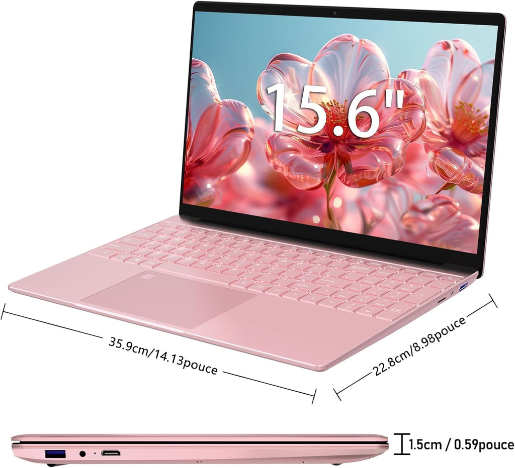 Pryloxen Ordinateur Portable Ultra-Fin 15 6" FHD IPS - Processeur Celeron N150 3 4 GHz 32 Go DDR4/1 to SSD Clavier Rétroéclairé Wi-FI 5G & Batterie 8000 mAh (360 × 275 × 18 mm 1 679 kg)