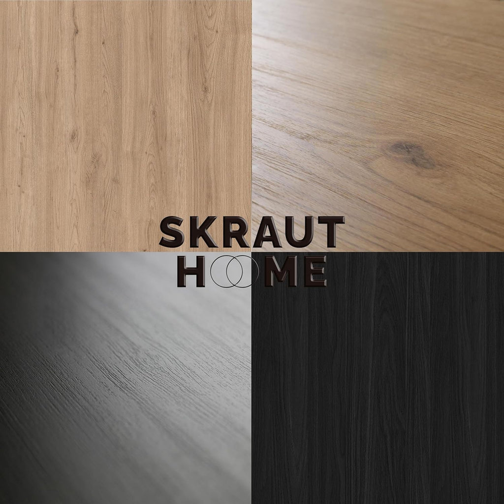 Skraut Home | Ensemble Meuble TV | Meuble Salon Complet | 310x186x35cm | pour Les TV jusqu'à 65" | Cheminée électrique | Style Moderne | Chêne et Noir