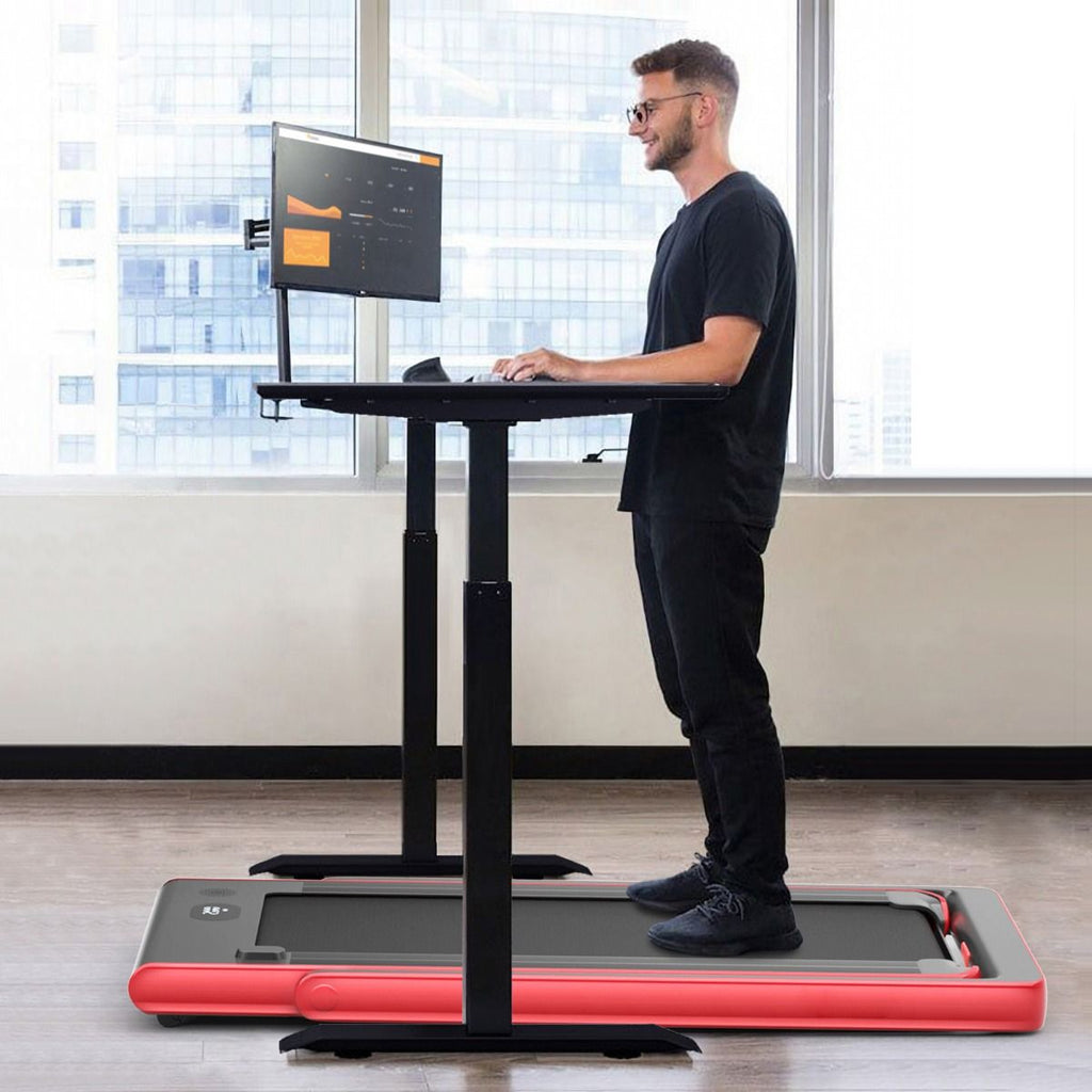 Tapis de Course Pliable 0,75HP Double Affichage LED APP et Télécommande Vitesse Motorisé 12 km/h Surface 40x100cm Rouge -