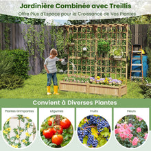 Load image into Gallery viewer, Jardinière avec 2 Treillis 2 Bacs Toit Suspendu en Bois Lit de Jardin Surélevé avec 4 Trous de Drainage 180 x 48 x 183 cm Orange -
