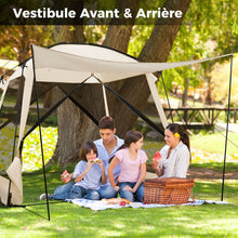 Load image into Gallery viewer, Tente de Camping pour 8-10 Personnes Tente Dôme avec Vestibule et Moustiquaire Porte Zippée Tente Portable avec Sac de Transport 300x300x250cm Beige -