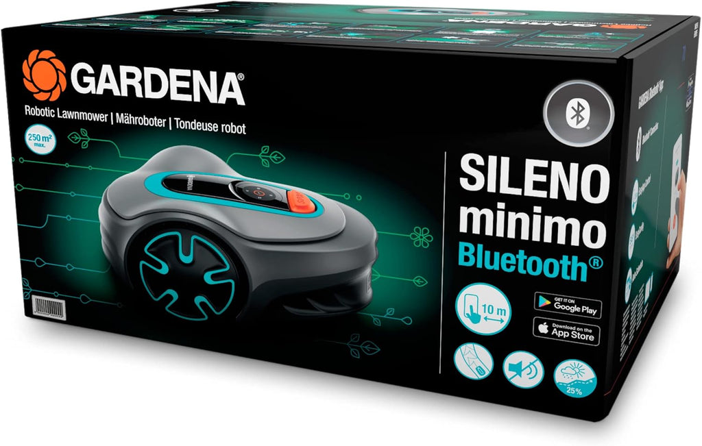 Tondeuse robot SILENO minimo 250 m² : Tondeuse intelligente avec connectivité optimale Programmable avec l'application Bluetooth® ,Version FR/NL (15201-26)
