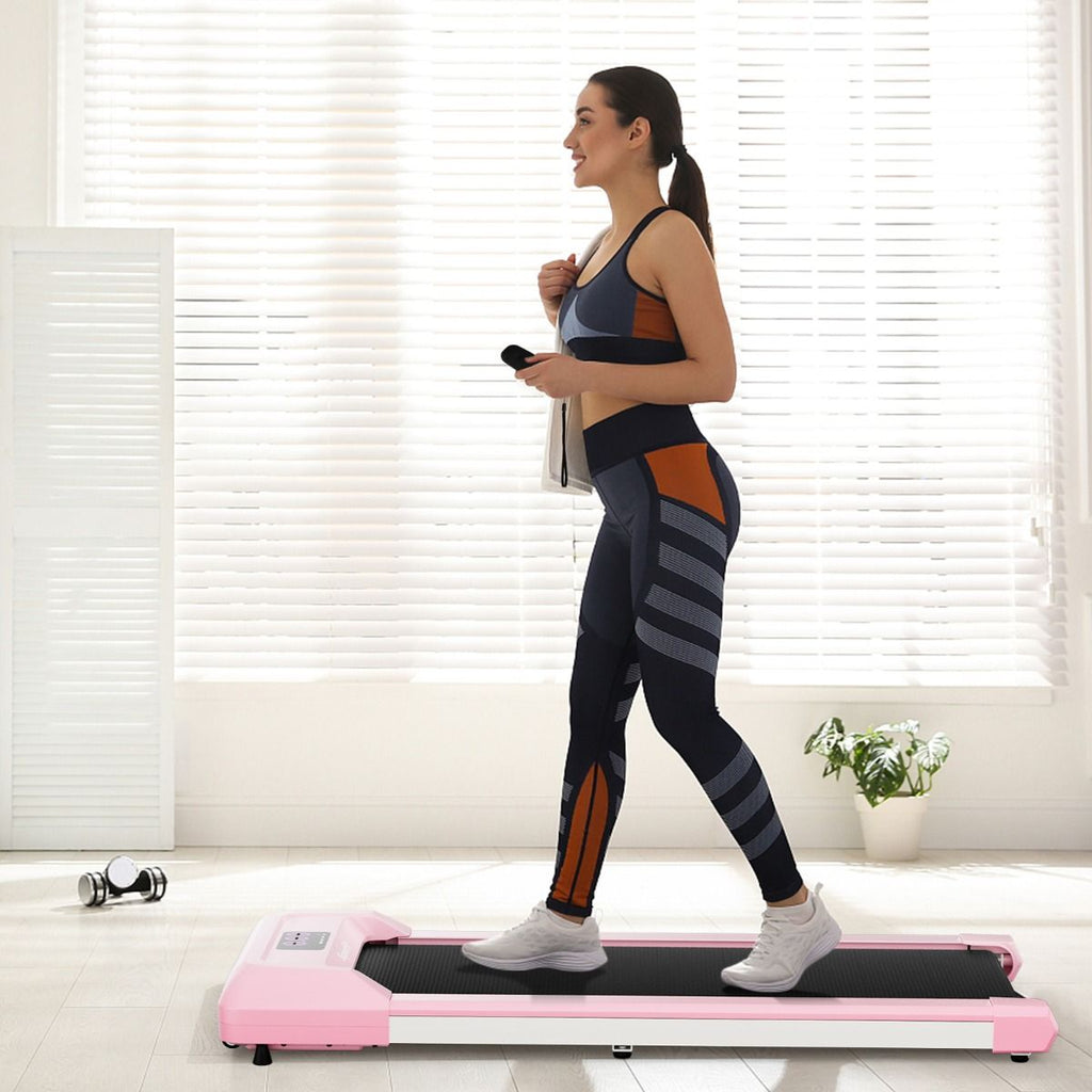Tapis de Course Mince Tapis de Jogging avec Capacit de 120 Kg Tlcommande et cran Led Inclinable  Roulettes Tapis de Course  Glisser Gris/Noir/Rose -