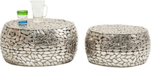 Load image into Gallery viewer, Kare Design Table Basse Pebbles Deluxe, Acier, Argent, Diamètre 66 / 56 cm, Table Basse Salon lot de 2, Meuble, Deco Intérieur, Decoration Chambre, Maison