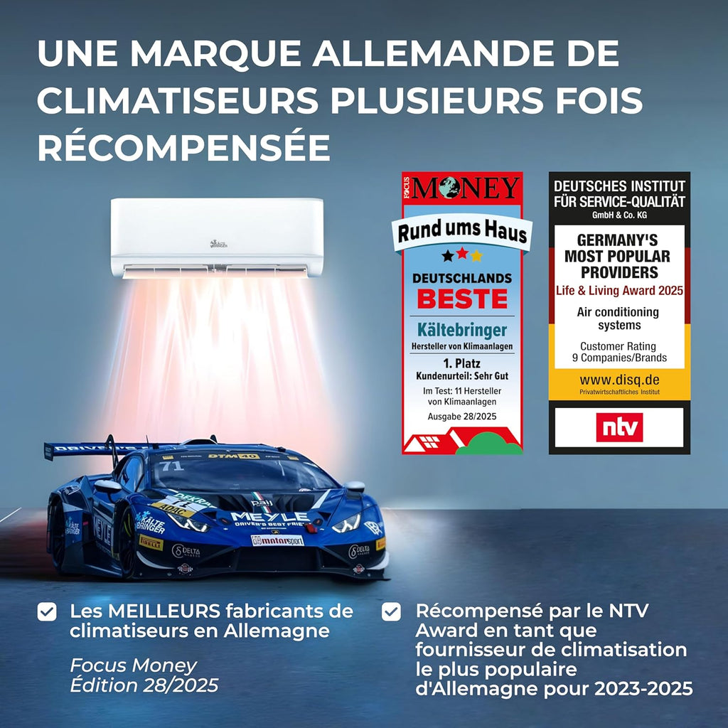 Kältebringer Climatiseur Split - 12000 BTU - 3 5 kW - Avec fonction chauffage WiFi et App - très silencieux & économe en énergie avec support mural - Marque de qualité Allemande