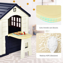 Load image into Gallery viewer, Maison Chef House -Thme Burger Bar - Table de Pique Nique Cabane de Jardin Anti-UV en Plastique 164x124x132 cm Bleu/Rose/Jaune -