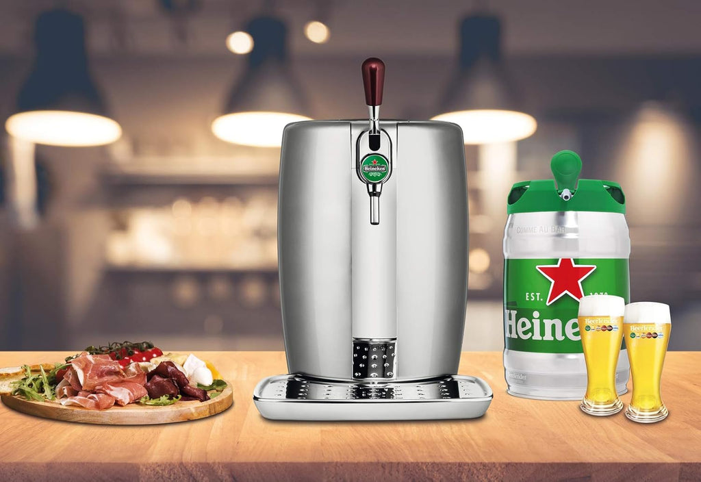 Krups BeerTender Silver et chrome Machine à bière Pression pour la maison Tireuse à bière Pompe à bière Coffret 2 verres YY2931FD