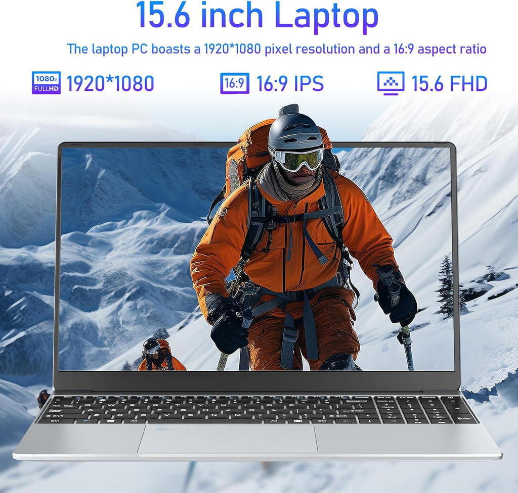 Ordinateur Portable 15 6 Pouces PC Portable Celeron N5095 CPU 16Go RAM 512Go SSD Laptop Win11 FHD 1920 x 1080 Rétroéclairé & Déverrouillage Empreinte Webca Wi-FI 5 BT4.2 USB 3.0 * 2