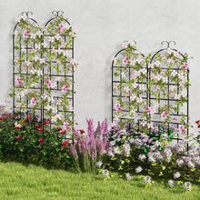 Load image into Gallery viewer, Lot de 4 Treillis de Jardin en Métal 180 x 50 cm Clôture Décorative pour Plante Grimpante Grille Fleurs Antirouille pour Jardin Cour Patio Noir -