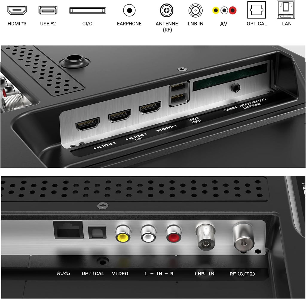 RCA VRS32HQ1 Smart TV 32 Pouces (80 cm) WiFi VIDAA Connectée Téléviseurs sans Bord avec Triple Tuner(DVB-C/S2/-T2) Molotov Netflix Prime Video + Youtube - 2024