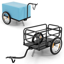 Load image into Gallery viewer, Remorque de Vélo avec Cadre Pliable Charge 55 kg Chariot pour Vélo avec Housse en Tissu Oxford Roues à Air de 40 cm Réflecteurs Bleu -